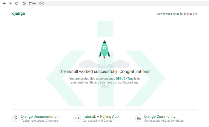 تصویر صفحه پیش‌فرض Django